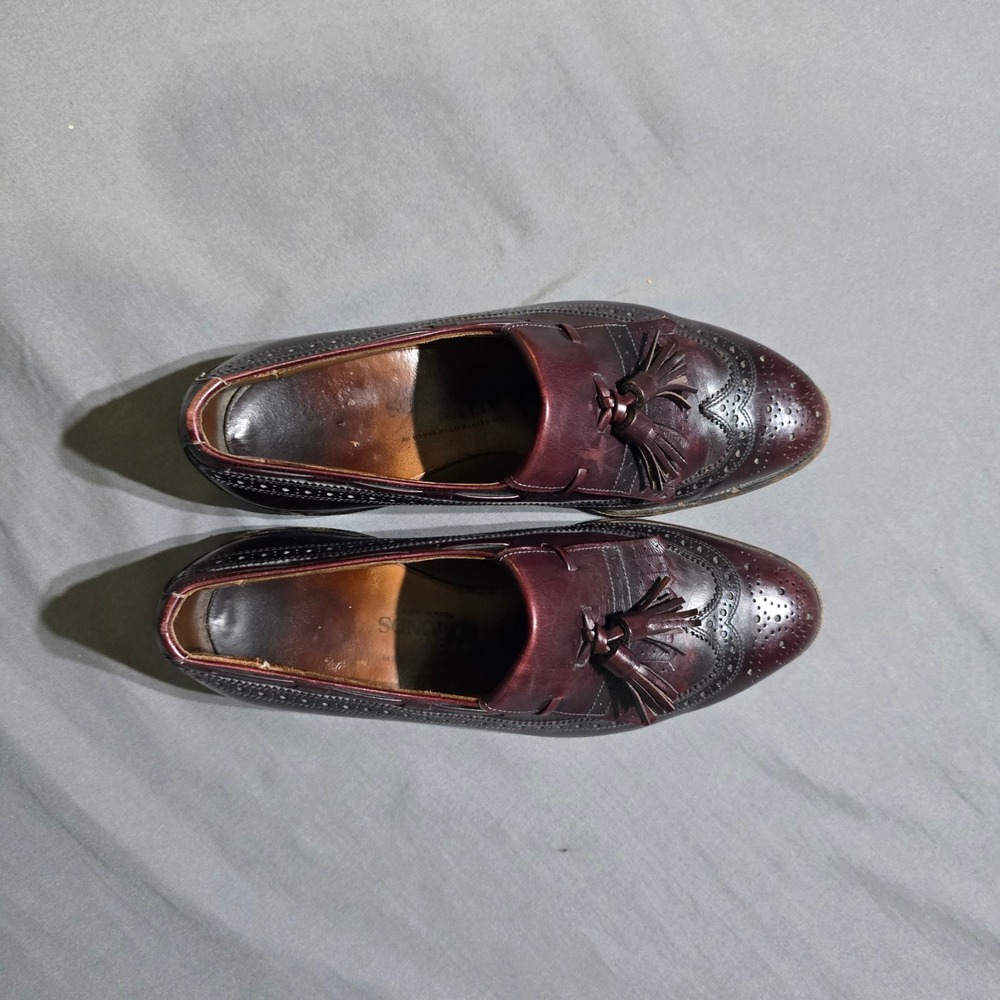 Allen Edmonds airlington Tassel Loafers 8.5 Burgundy Wingtip Brogue Kiltie Shoes